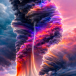 Celestial storm vortex diamond art kit with swirling clouds and radiant cosmic colors